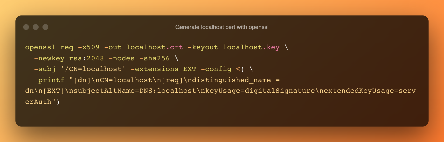 openssl certificate generation command