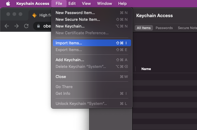 Load new cert into MacOS Keychain