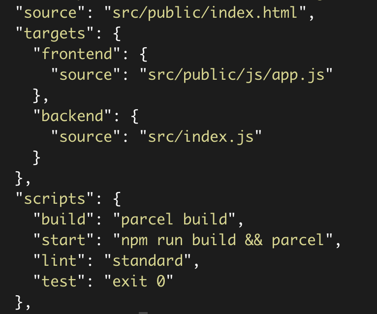 build target specification in package.json